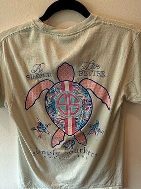 Simply Southern Sea Turtle Graphic T Shirt Small Coastal Preppy